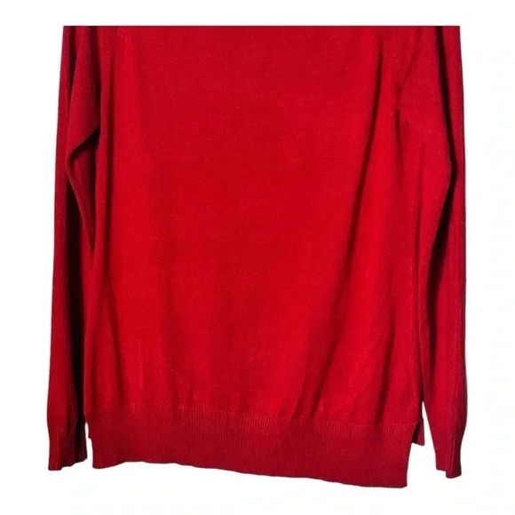1932. NEW DIRECTIONS LONG SLEEVE SWEATER RED IN COLOR SIZE SMALL KNITTED SLITS - Picture 7 of 7